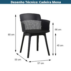 Kit 4 Cadeiras Mena Marcela Montreal Or Design Almofada em PU Preto Estrutura em Polipropileno -4-